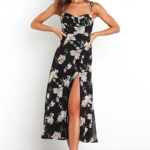 Petal & Pup Black Floral Midi Dress